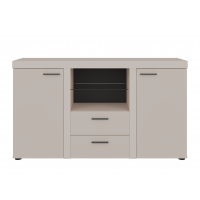 Komoda Ramon z szufladami Beż Piaskowy szklana półka 156 cm